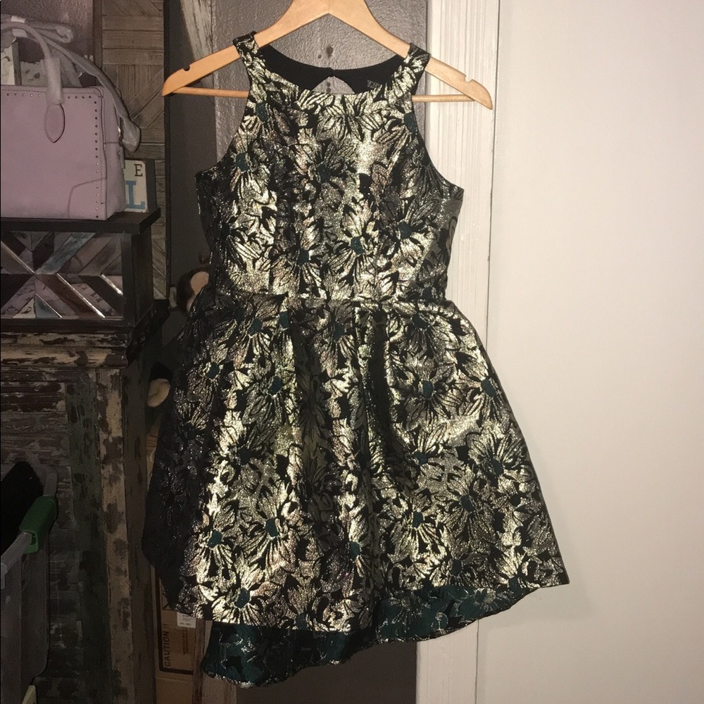 NWT Trixxie Girls Metallic Jacquard Dress Sz 14